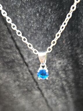 EFFY 18" Birthstone Pendant Necklace-Blue Sapphire Glass- Silver-Lobster Clasp
